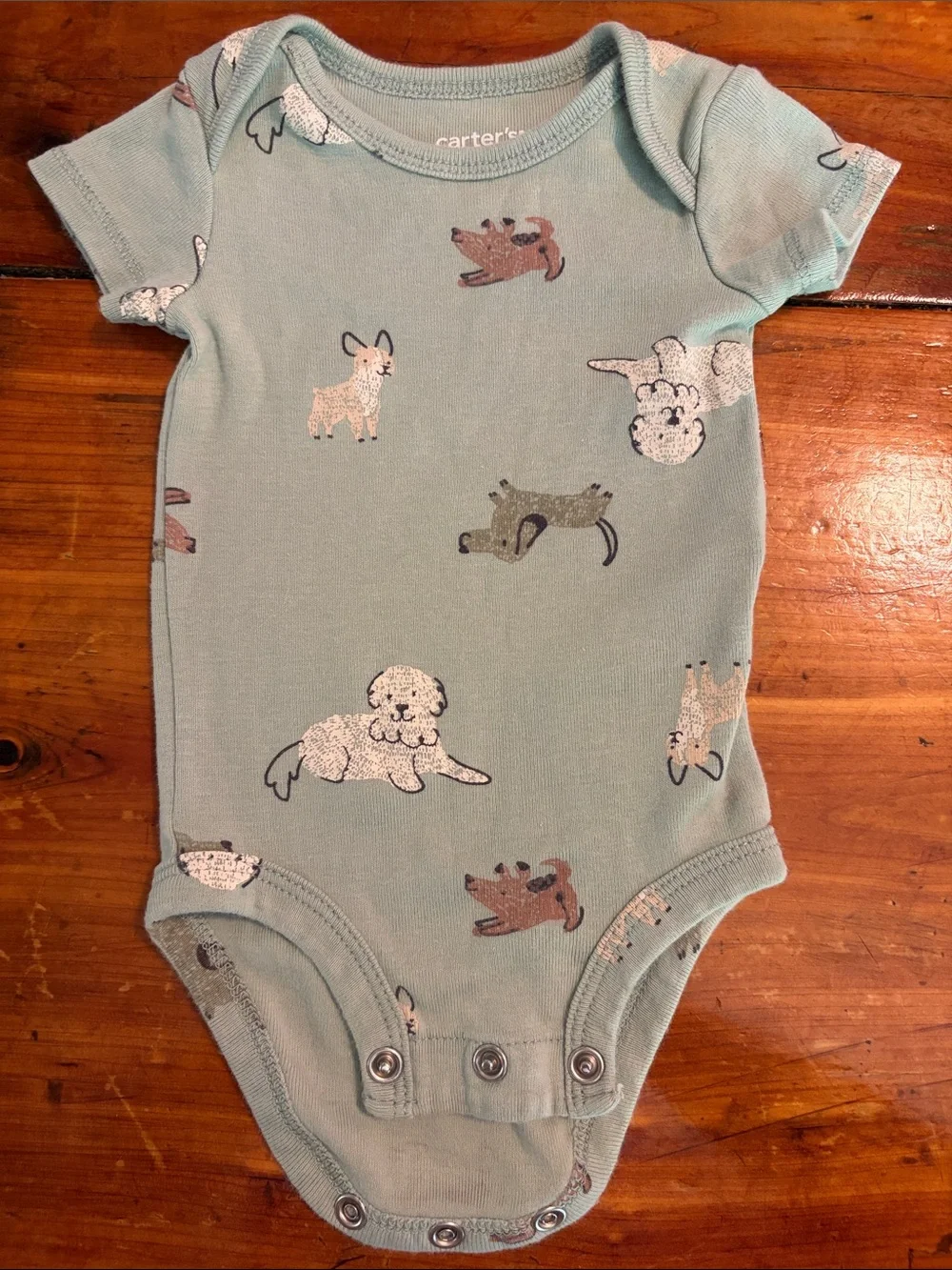 Carter's Mint Green & Heather Gray Short Sleeve Baby Onesie Set - 5 Pack